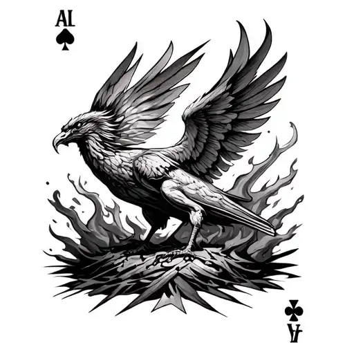 Phoenix Rising From The Ashes With Poker Cards