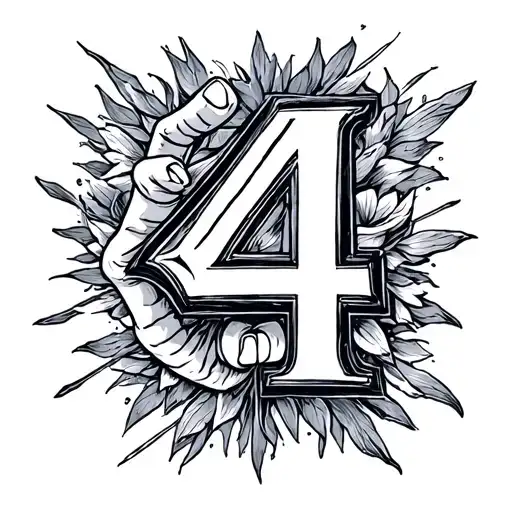 Roman Numeral 4 With Fingers Making Number