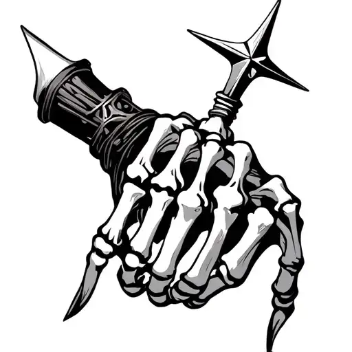 Skeleton Hand With Ninja Star