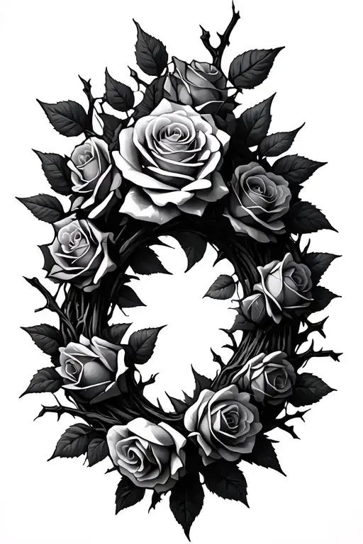 Roses Wrapped Thorn Wreath
