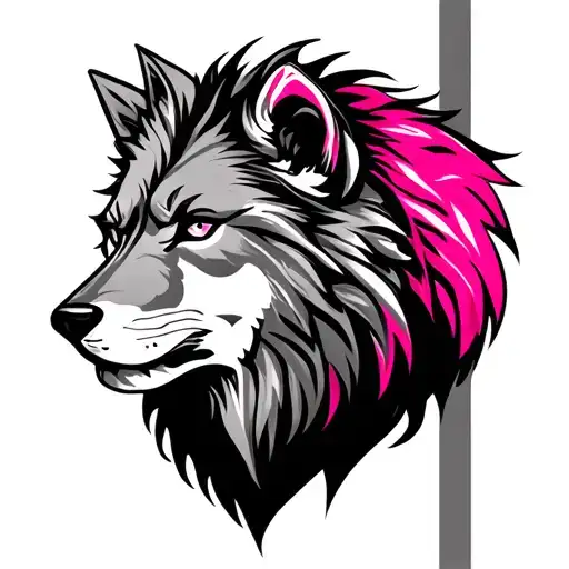 Lion Pink Wolf Head