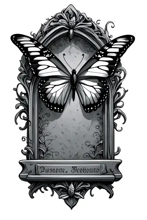 Tombstone And Butterfly