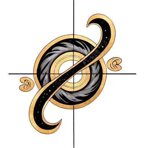 Golden Ratio Spiral Merging With Ankh Symbol