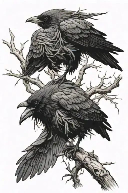Crow And Dead Tree