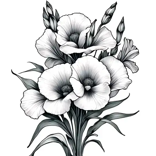 Gladiolus And Poppies