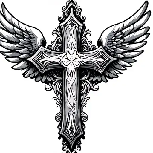 Filigree Cross With Angle Wings Down