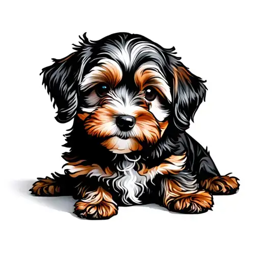 Minimal Red Cavapoo Lay Down