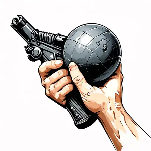 Bomb And Arm With A Hand Of A