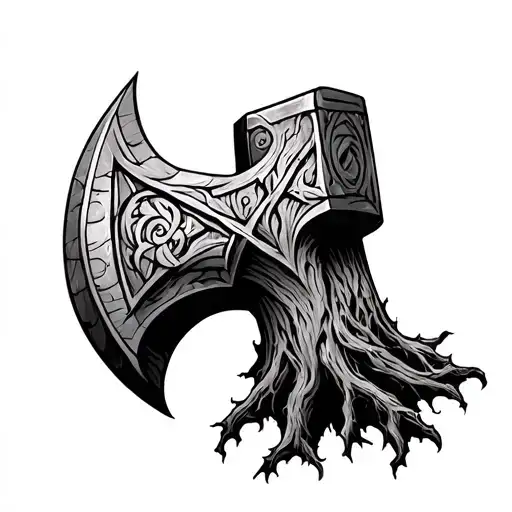 Yggdrasil Tree Thor Hammer As Trunk