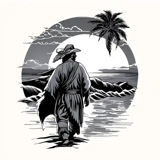 Ole Man Walking Into The Sunset Using One Sun