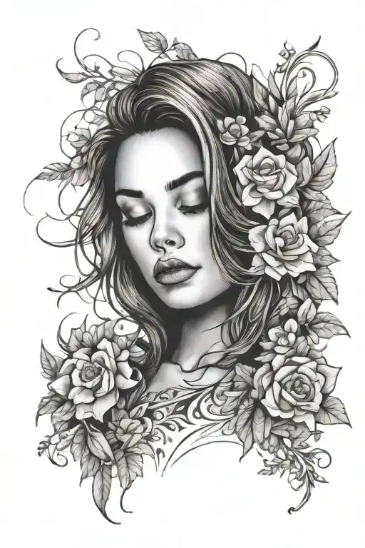 Portrait Of A Calm Relaxed Beautiful Woman With Her Eyes Closed