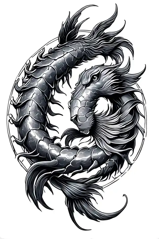 Pisces Scorpio Leo Zodiac Symbol Intertwined