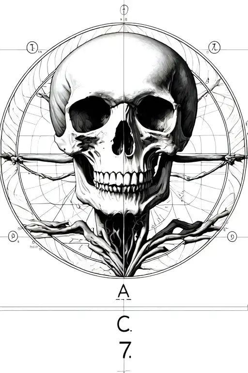 Skull Front View Golden Ratio Fibonacci Vitruvian Man