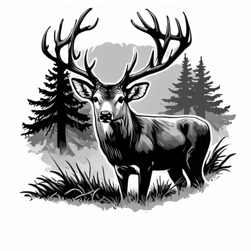 Buck Standing In Woods