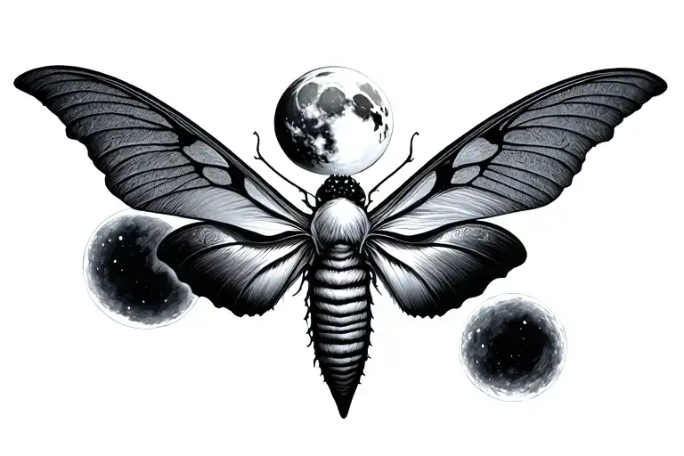 Moth Wings And Moon Covering Its Head