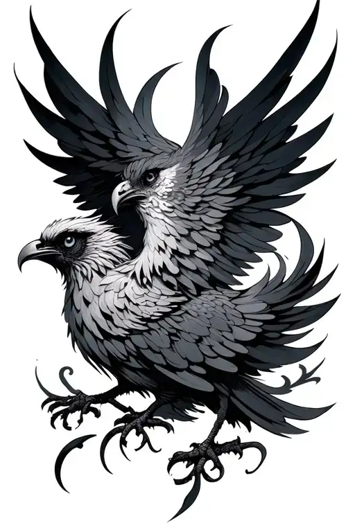 Phoenix And Watching Eye Surrounded