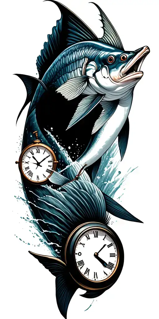 2 Clocks With A Sailfish Jumping