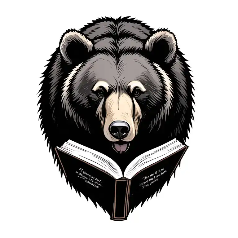 Bear Head Profile Holding A Book Bible Verse