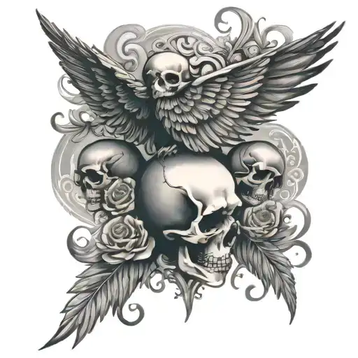 Wing And Skulls Around It