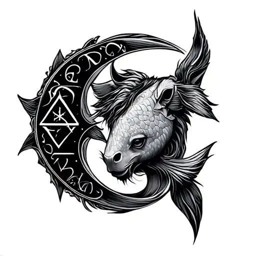 Zodiac Signs Sagittarius And Pisces Sign Intertwined