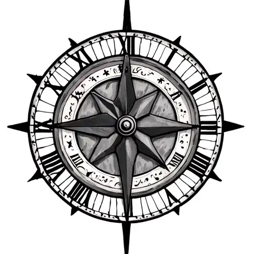 Clock Dial With An Interior Wind Rose
