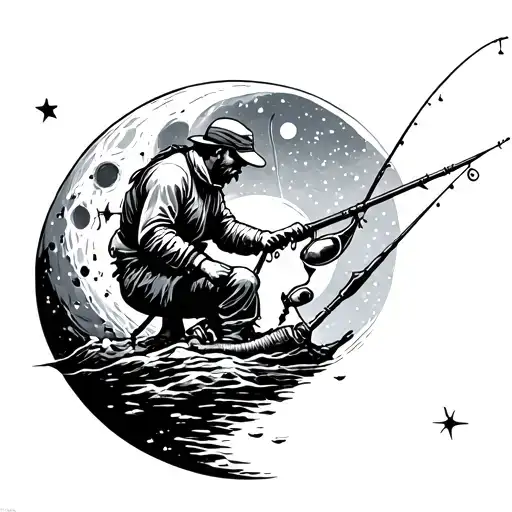 Man Fishing On The Moon