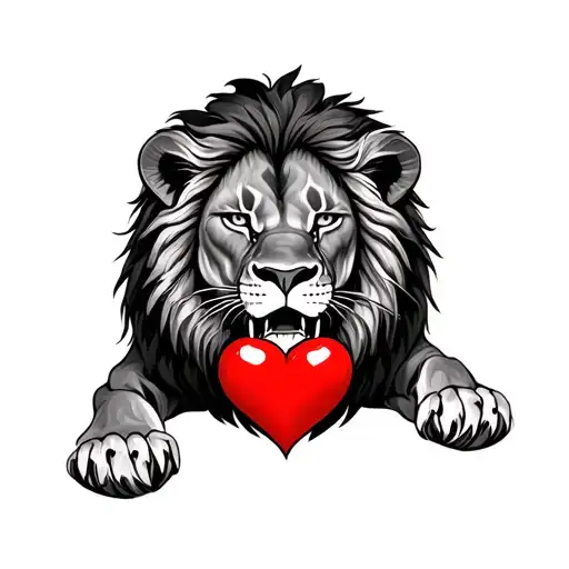 Lion With Heart In Mouth