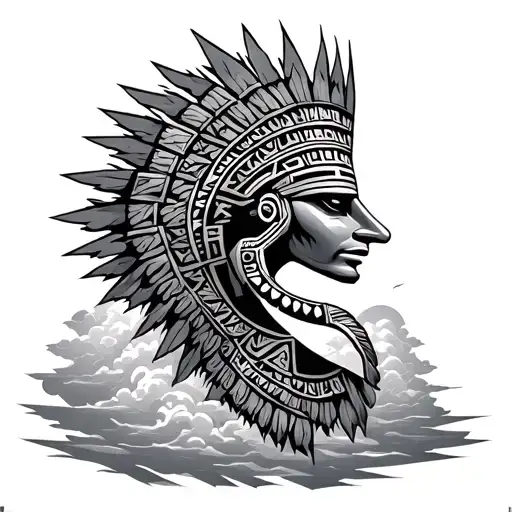 Aztec Axolote With Clouds