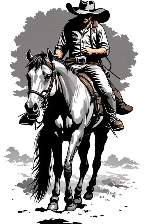 Cowboy Riding A Horse