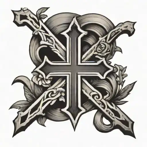 A Simple Cross With A Black Border And White Inside