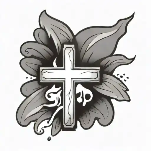 A Simple Cross With A Black Border And White Inside