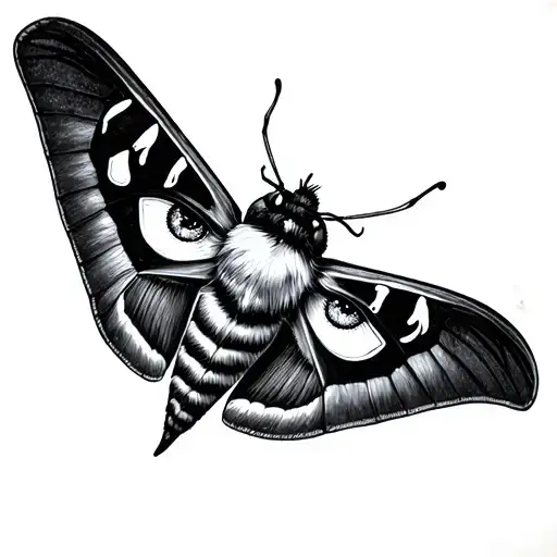 Moth Tattoo With One Eye On Each Wing