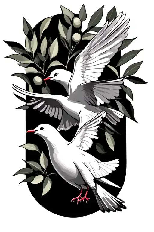 Olive Branch And A Dove Under