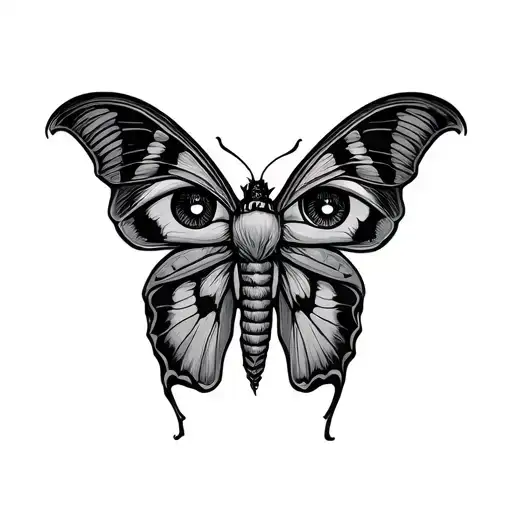 Moth Tattoo With One Eye On Each Wing