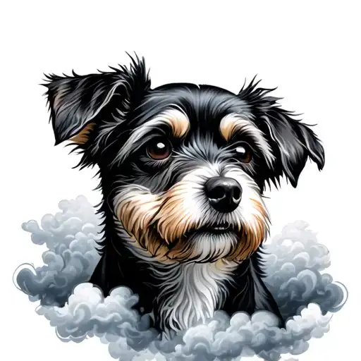 Dog Print Incorporated With Clouds Surrounding