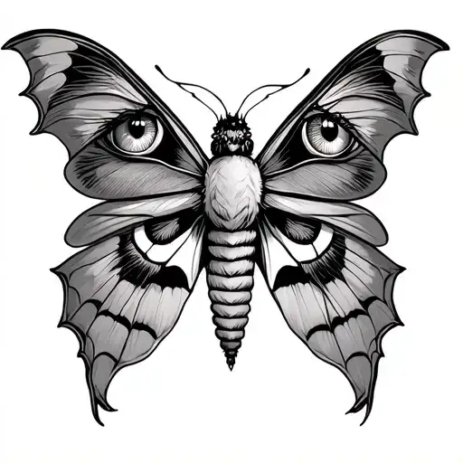 Moth Tattoo With One Eye On Each Wing