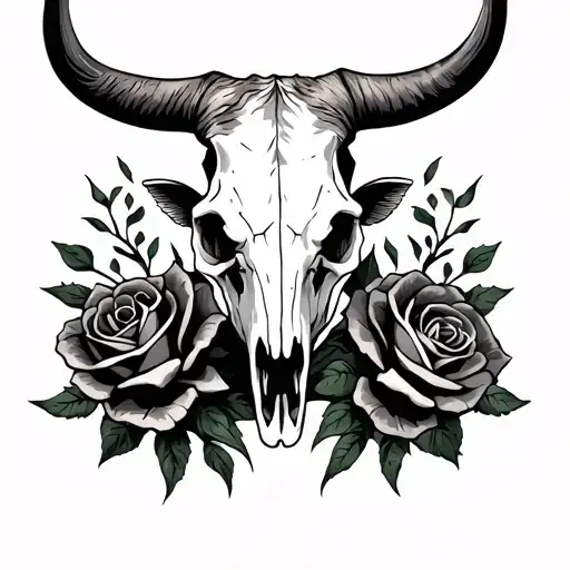 Longhorn Cow Skull With Roes