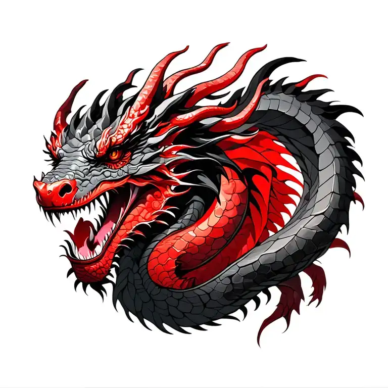 Full Bodied Red And Black Realistic Dragon Wrapped