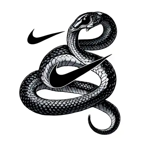 Nike Swoosh With Black Mamba Snake Wrapped