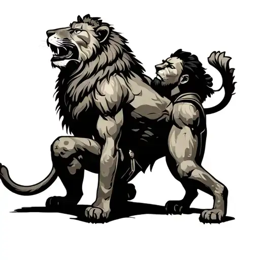 Lion And Soldier Kneeling