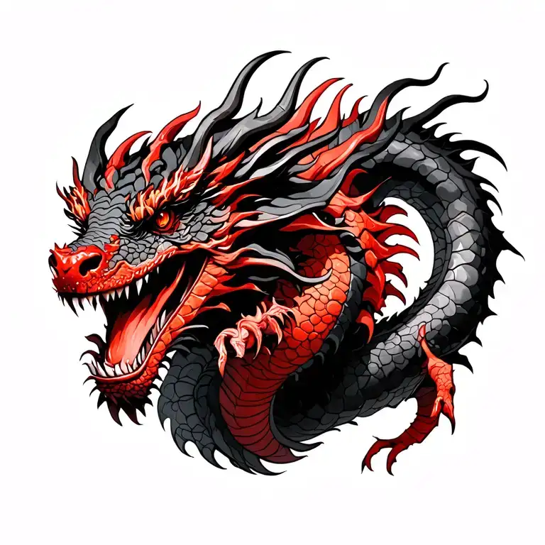Full Bodied Red And Black Realistic Dragon Wrapped