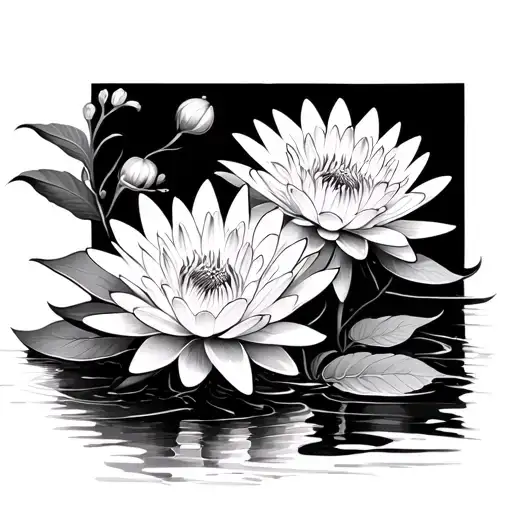 Water Lily And Chrysanthemum