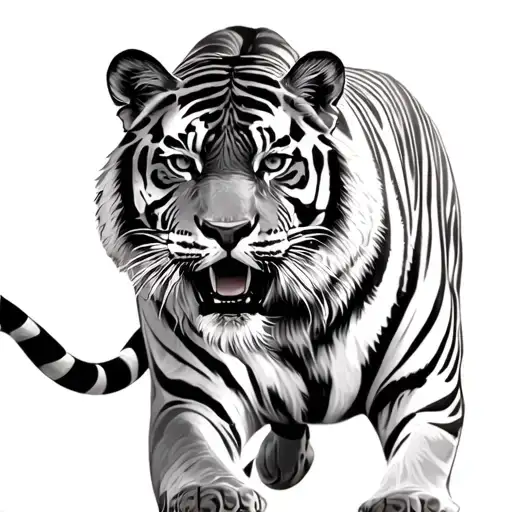 Tiger Walking And Lilly