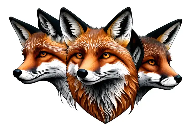 Four Fox Heads Going Across Back With Nature Surrrounding