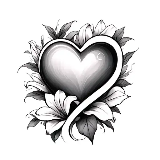 Infinity Symbol And Heart And Lilly Flower