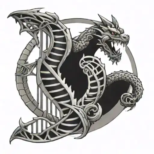 Dna Helix With Dragon