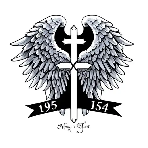 Angel Wing And Fine Cross And Birth Year 1954