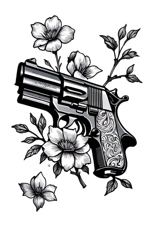 Gun And Flowers