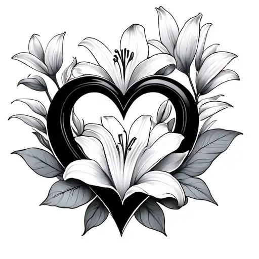Infinity Symbol And Heart And Small Lilly Flower