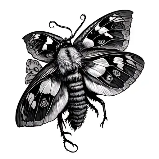 Black And Grey Deaths Head Moth Amd Filigree Sleeve